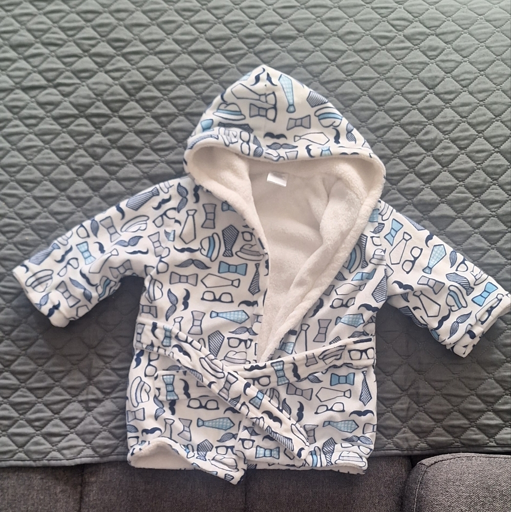 Baby Boy Bath Robe, 0-9 months, Blue & White